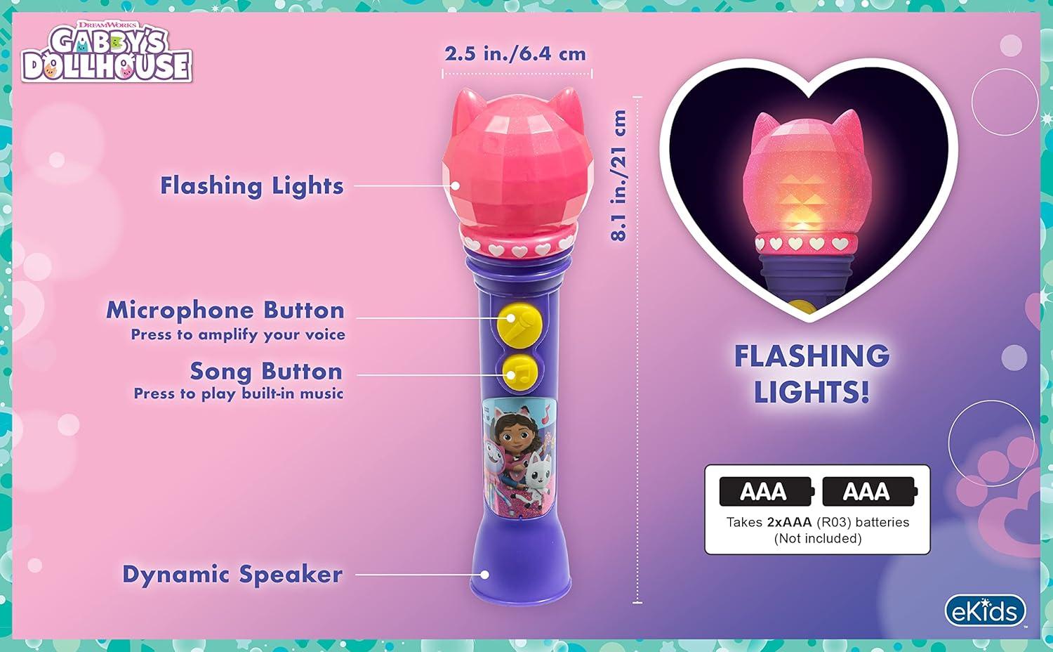 imageDreamWorks Gabbys Dollhouse Toy Microphone for Kids Musical Toy for Girls with Builtin Song Kids Microphone Designed for Ages 3 and Up