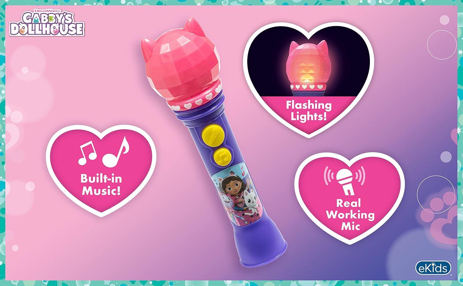 imageDreamWorks Gabbys Dollhouse Toy Microphone for Kids Musical Toy for Girls with Builtin Song Kids Microphone Designed for Ages 3 and Up