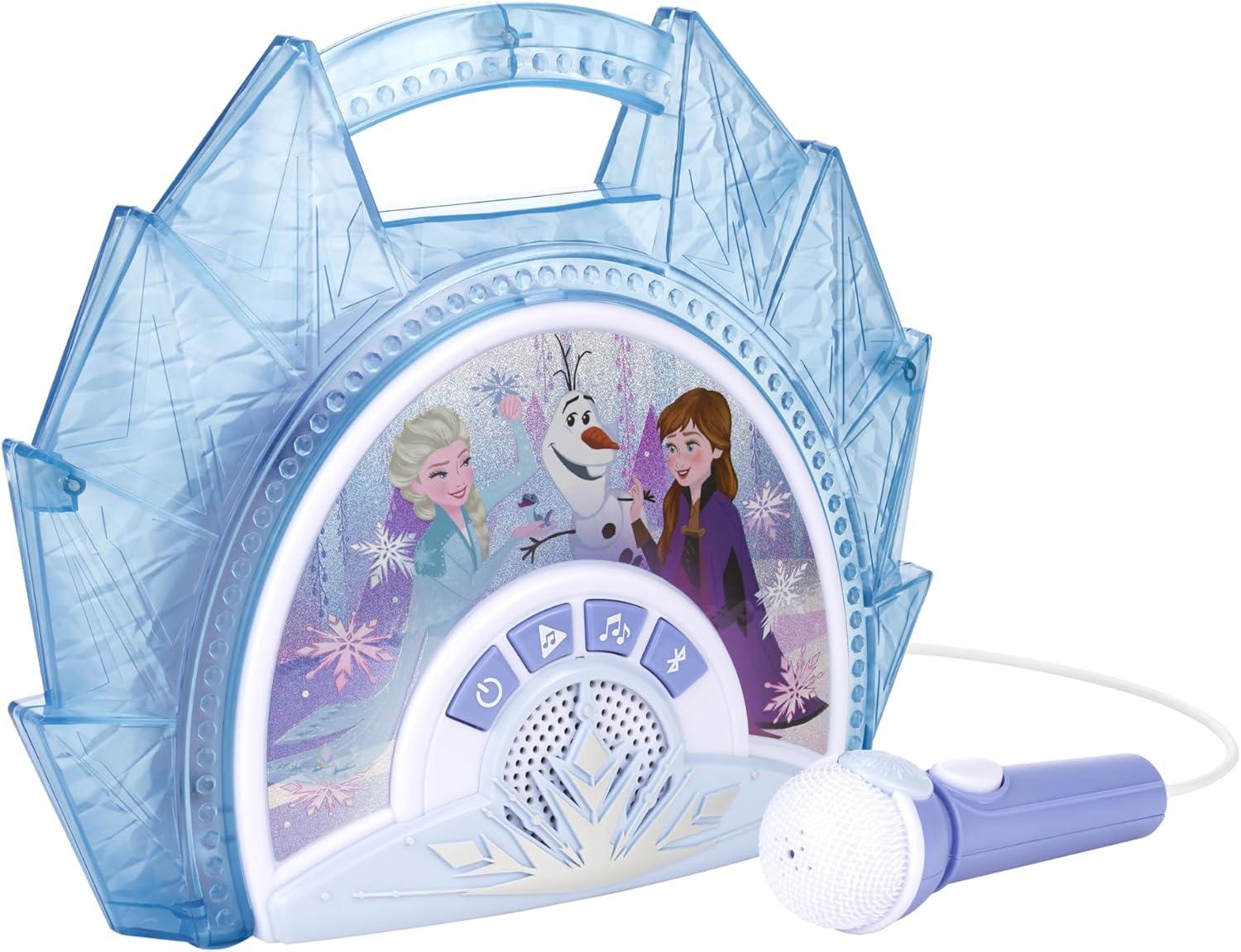 imageeKids Disney Frozen Karaoke Microphone with Bluetooth Speaker for Fans of Disney Toys Kids Karaoke Machine with Built in MusicBlue