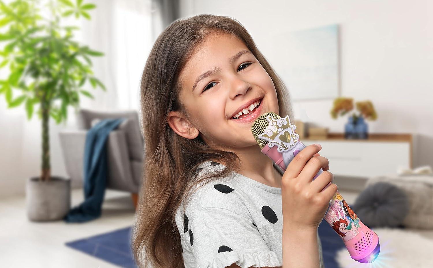 imageeKids Disney Princess Karaoke Microphone with Bluetooth Speaker Wireless Microphone Connects to Disney Songs Via EZ Link Feature for Fans of Disney Princess Toys