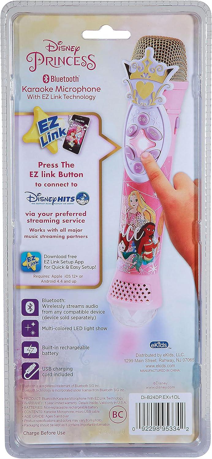 imageeKids Disney Princess Karaoke Microphone with Bluetooth Speaker Wireless Microphone Connects to Disney Songs Via EZ Link Feature for Fans of Disney Princess Toys
