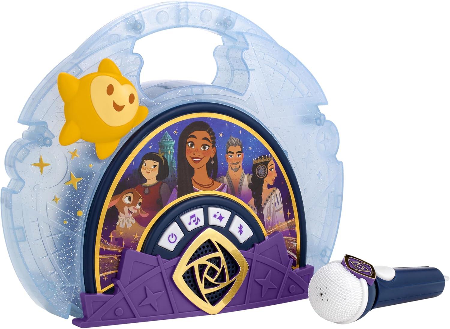 imageeKids Disney Wish Karaoke Microphone with Bluetooth Speaker for Fans of Disney Toys Kids Karaoke Machine with Built in Music