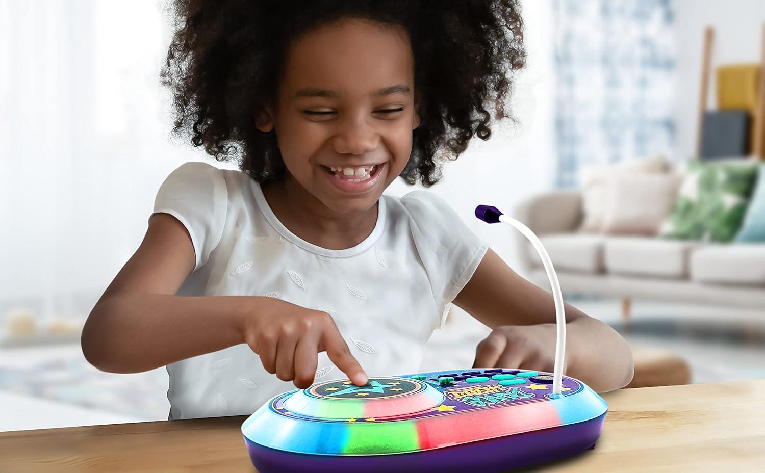 imageeKids Karmas World DJ Party Mixer Turntable Toy with Built in Microphone for Kids for Fans of Karmas World Toys for Girls