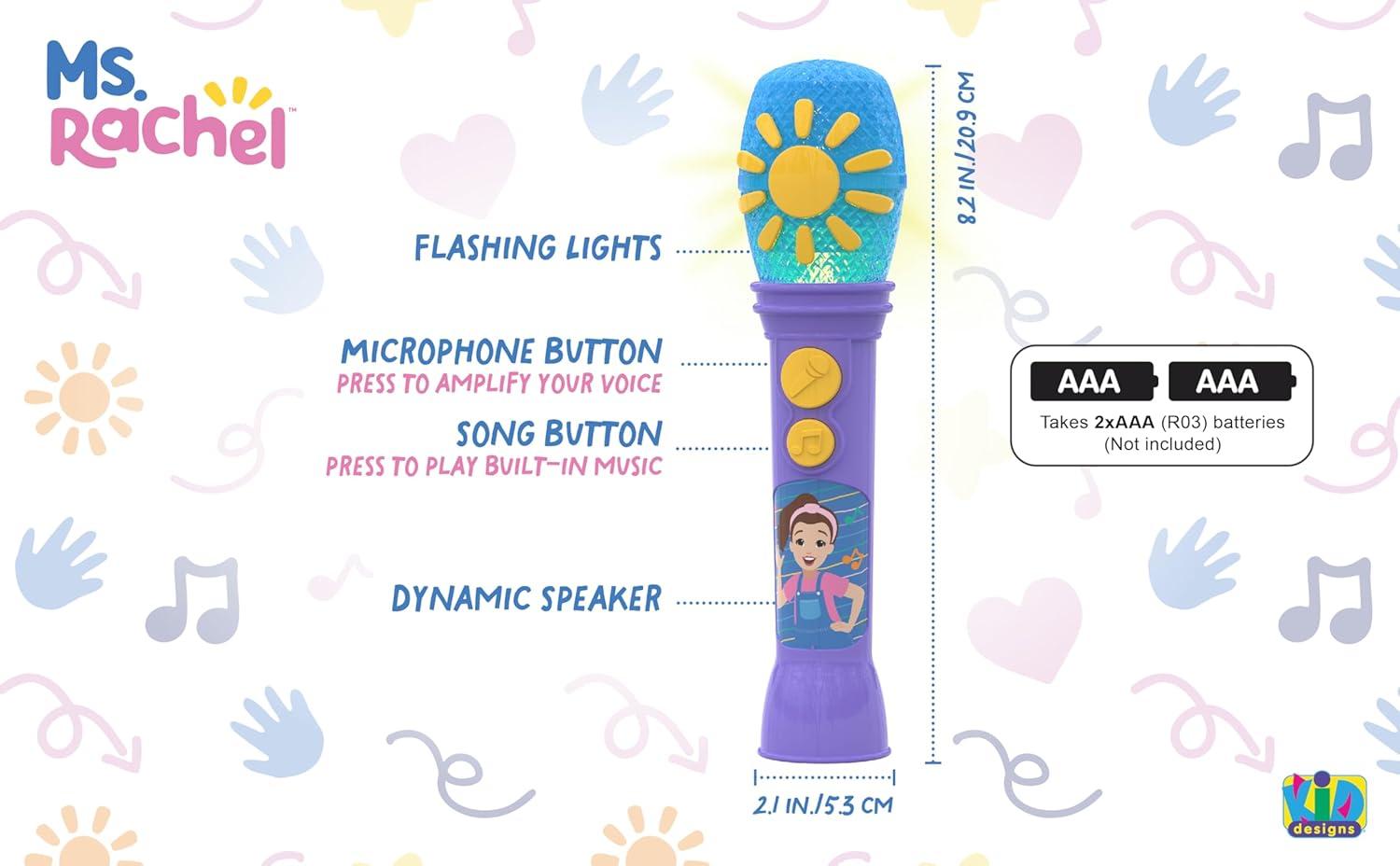 imageeKids Ms Rachel Toy Microphone for Kids Includes Builtin Music and Lights Toddler Toys for Ages 18 Months and Up PurplePurple