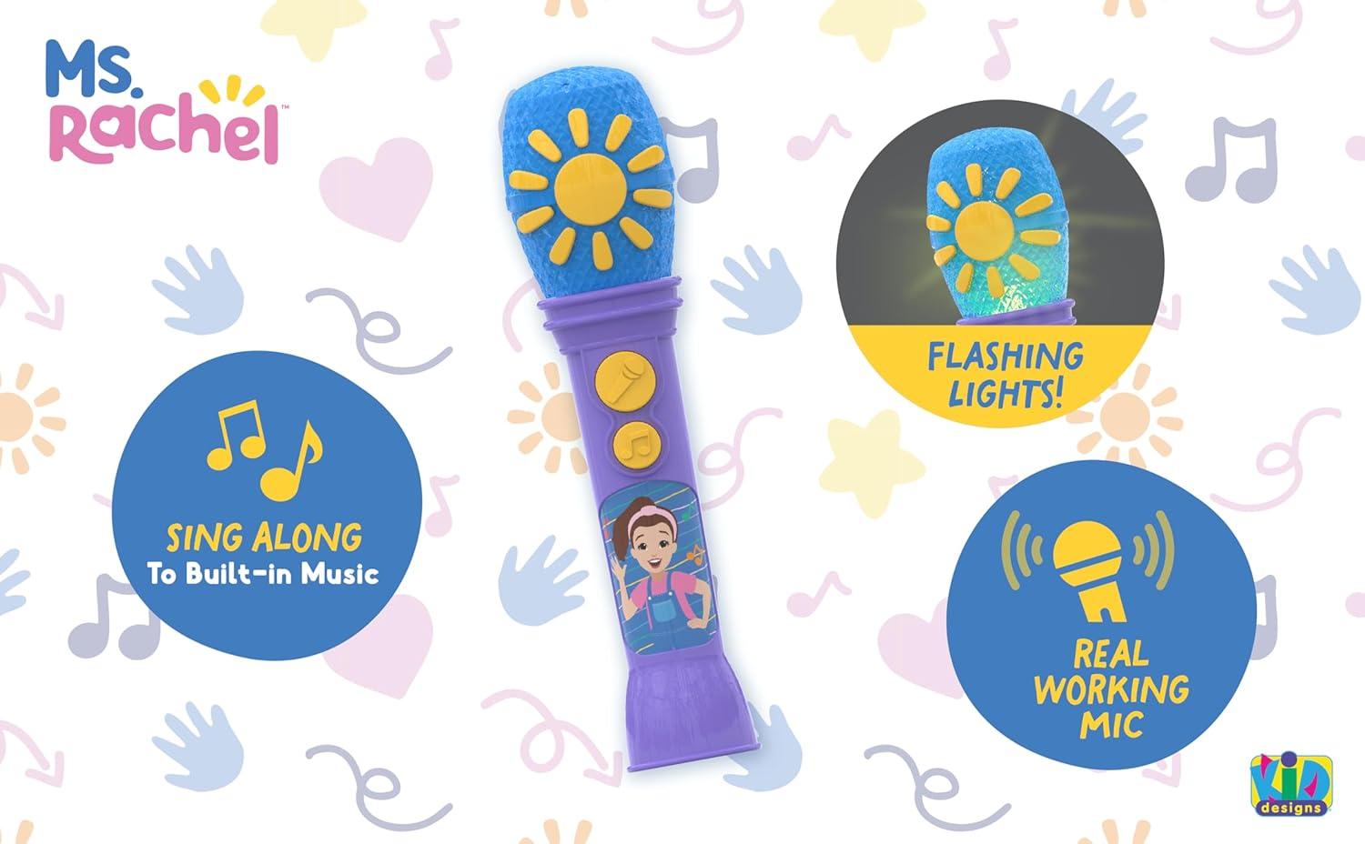 imageeKids Ms Rachel Toy Microphone for Kids Includes Builtin Music and Lights Toddler Toys for Ages 18 Months and Up PurplePurple