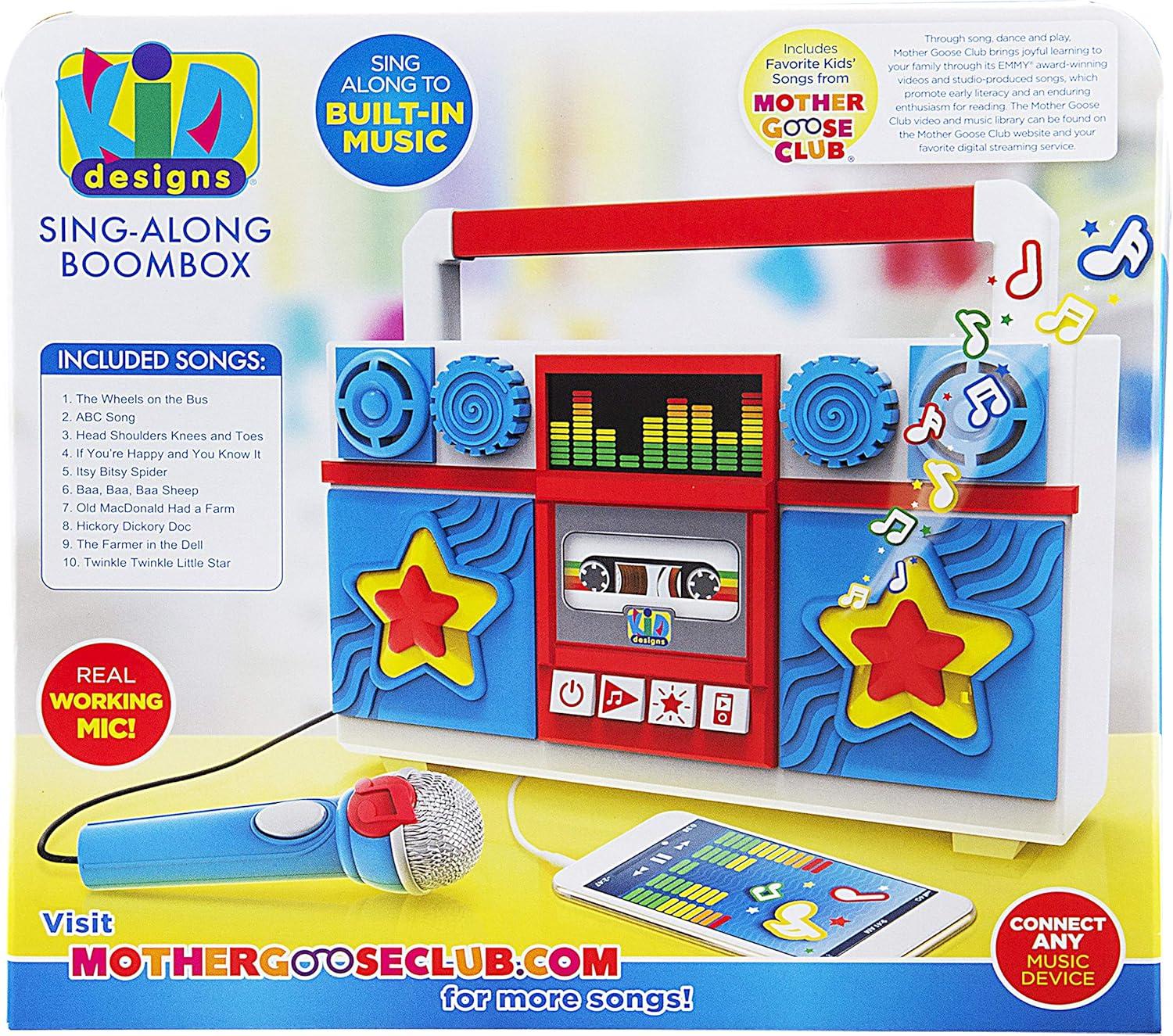 imageeKids Sing Along Boom Box Speaker with Microphone Kids Karaoke Machine with Built in Music Mother GooseMother Goose