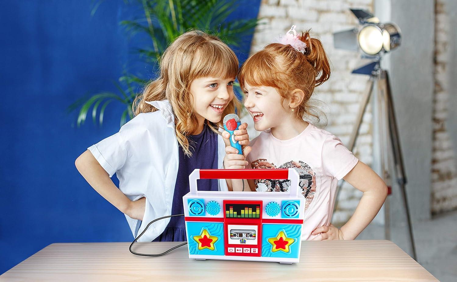 imageeKids Sing Along Boom Box Speaker with Microphone Kids Karaoke Machine with Built in Music Mother GooseMother Goose
