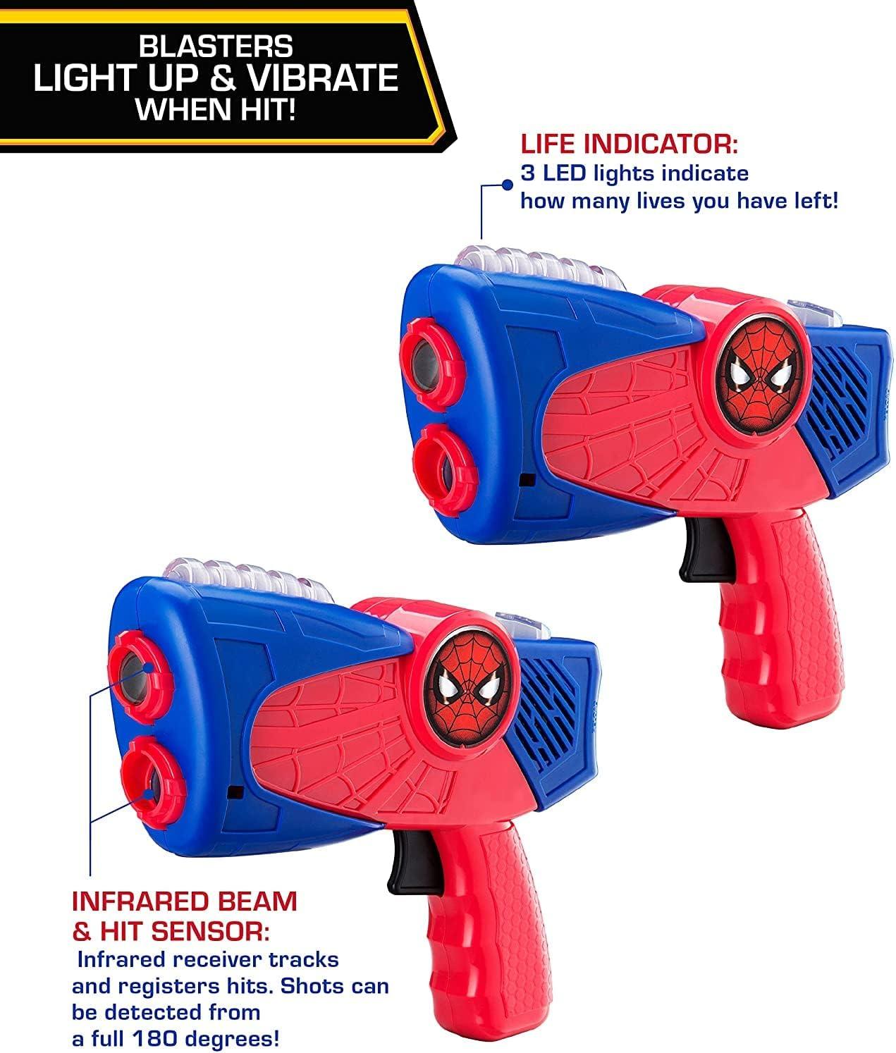 imageeKids Spiderman LaserTag for Kids Infared LazerTag Blasters Lights Up ampamp Vibrates When HitClassic Standard Packaging