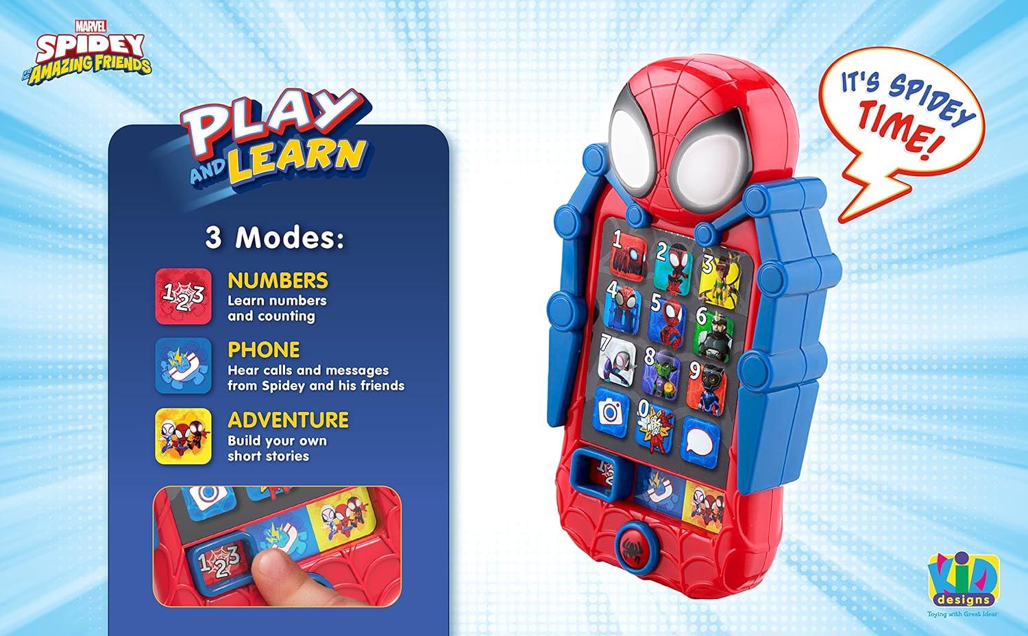 imageeKids Spidey and His Amazing Friends Toy Phone for Toddler with Builtin Preschool Learning Games Educational Toys for Activities and Pretend Play for Fans of Spiderman Gifts