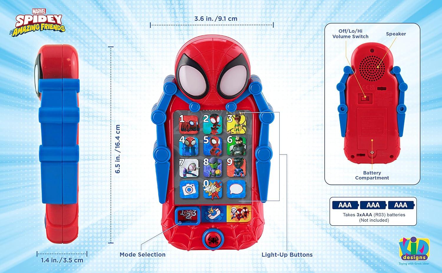 imageeKids Spidey and His Amazing Friends Toy Phone for Toddler with Builtin Preschool Learning Games Educational Toys for Activities and Pretend Play for Fans of Spiderman Gifts