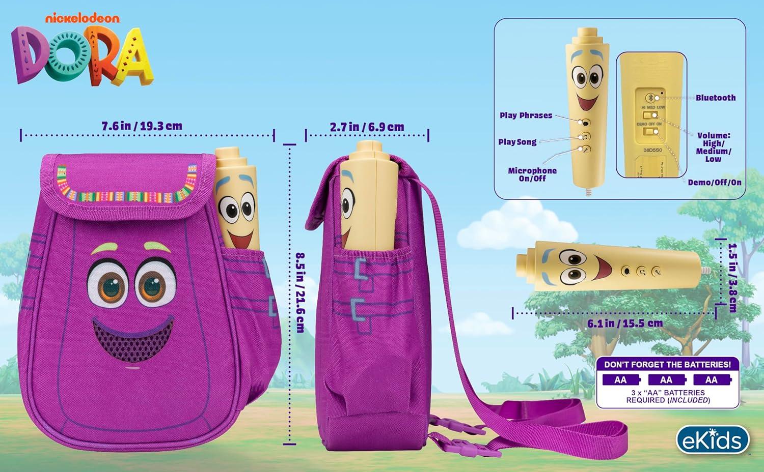 imageekids Dora Bluetooth Sing Along Boombox with Microphone and Builtin Music Kids Karaoke Machine for Fans of Dora Toys