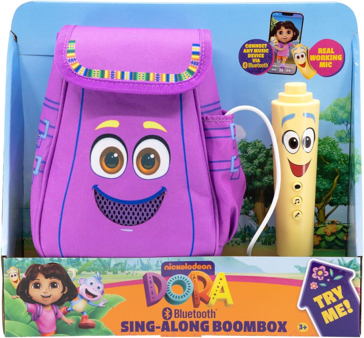 imageekids Dora Bluetooth Sing Along Boombox with Microphone and Builtin Music Kids Karaoke Machine for Fans of Dora Toys