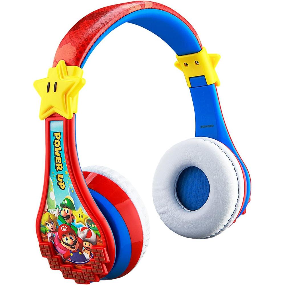 imageSuper Mario Wireless Bluetooth Portable Kids Headphones with Microphone Volume Reduced to Protect Hearing Rechargeable Battery Adjustable Kids Headband for School Home or Travel