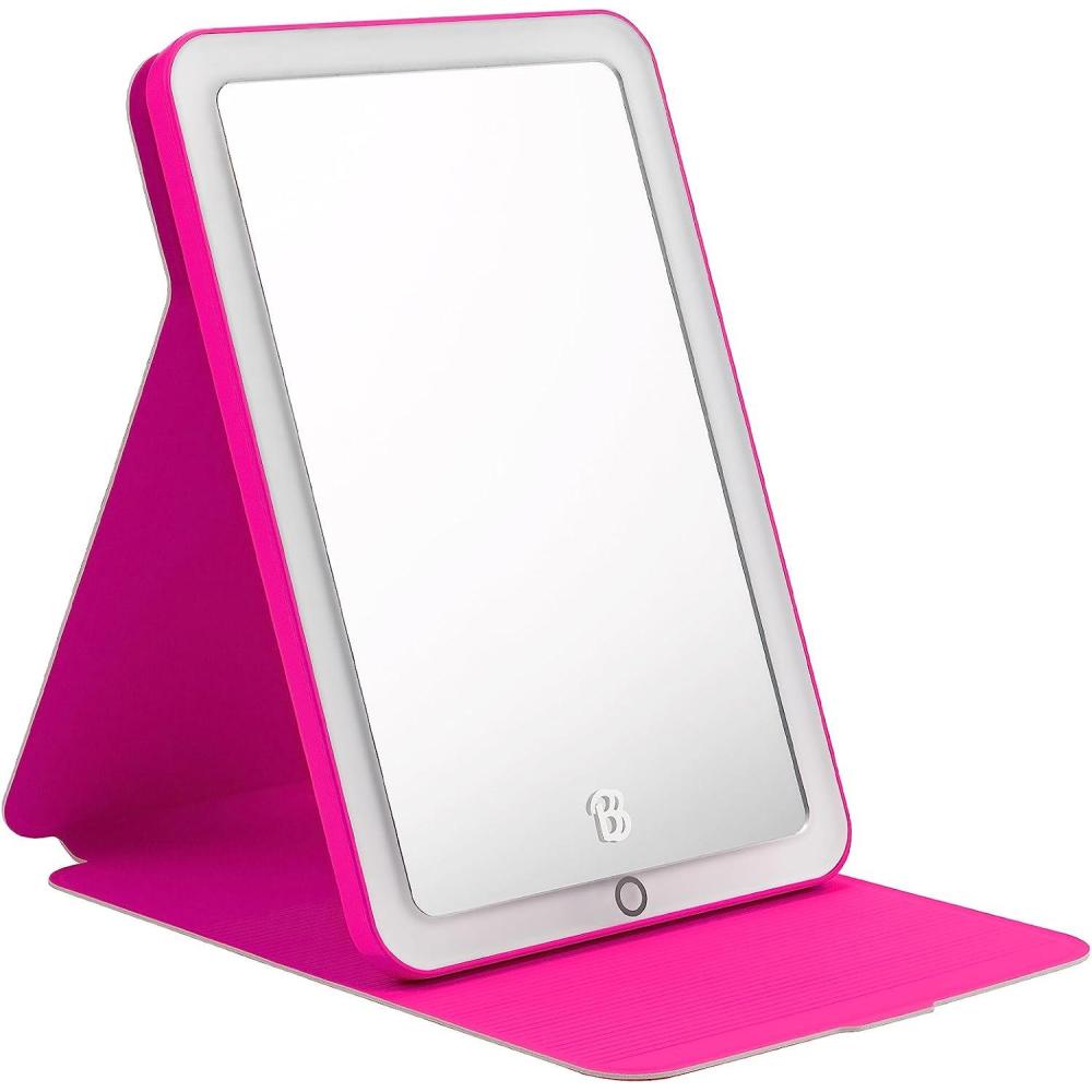 imageeKids Barbie Travel Mirror with Light and Adjustable Stand Shatterproof Makeup Mirror with Rechargeable Battery Designed for Fans of Barbie Accessories and Gifts