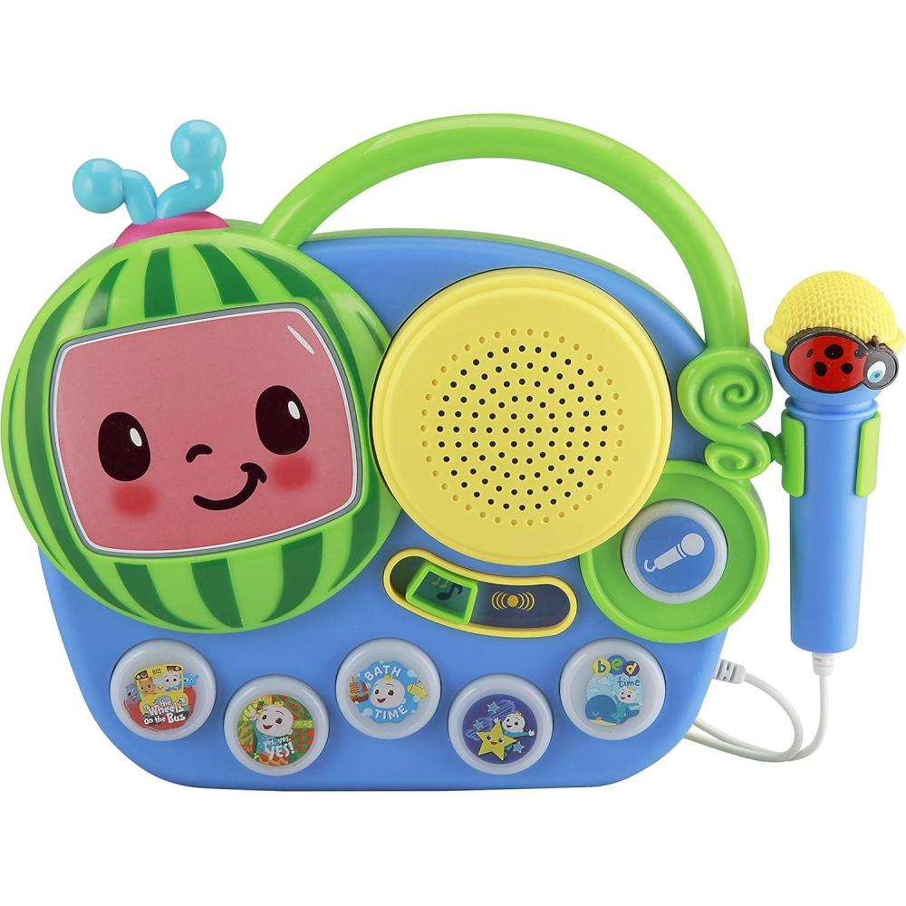 imageeKids Cocomelon Toy Singalong Boombox with Microphone and Builtin Music Toddler Toys for Fans of Cocomelon Gifts