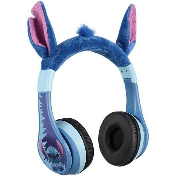 imageeKids Disney Stitch Bluetooth Headphones Wireless Headphones with Microphone Includes Aux Cord Volume Reduced Kids Foldable Earphones for School Home or Travel