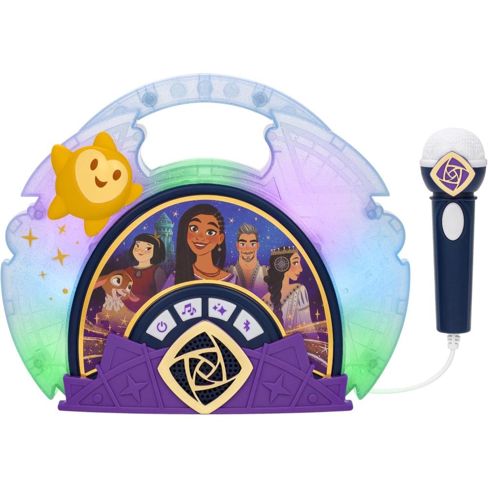 imageeKids Disney Wish Karaoke Microphone with Bluetooth Speaker for Fans of Disney Toys Kids Karaoke Machine with Built in Music