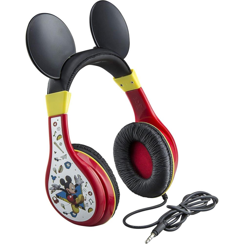 imageeKids Mickey Mouse Headphones For Kids Adjustable Over the Ear Headphones 35mm Jack Wired Headphones with Parental Volume Control for Fans of Mickey Mouse Gifts
