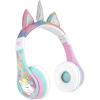 imageeKids Unicorn Bluetooth Headphones Wireless Headphones with Microphone Includes Aux Cord Volume Reduced Kids Foldable Earphones for School Home or Travel