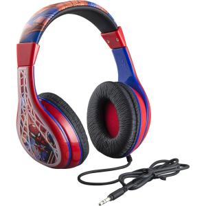 Spiderman Kids Headphones, Adjustable Headband, Stereo Sound, 3.5Mm Jack, Wired Headphones for Kids, Tangle-Free, Volume Control, Foldable, Childrens Earphones for School Home, Travel
