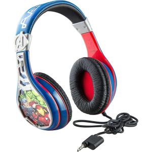 eKids Avengers Headphones for Kids, Wired Headphones for School, Home or Travel, Tangle Free Stereo Earphones with Volume Control, 3.5mm Jack, For Fans of Avengers Merchandise
