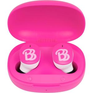 eKids Barbie Wireless Earbuds with Microphone, Bluetooth Earbuds with Charging Case for Ear Buds, Designed for School, Home, or Travel