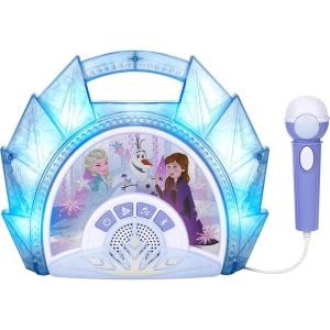 eKids Disney Frozen Karaoke Microphone with Bluetooth Speaker for Fans of Disney Toys, Kids Karaoke Machine with Built in Music(Blue)