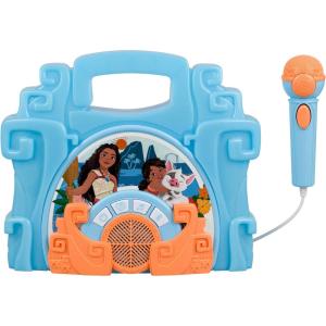eKids Disney Moana Bluetooth Sing Along Boom Box with Microphone For Fans of Moana Toys, Kids Karaoke Machine with Built in Music and Flashing Lights