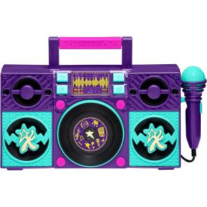 eKids Karma’s World Sing Along Boom Box Speaker with Microphone for Fans of Karma’s World Toys, Kids Karaoke Machine with Built in Music and Sound Effects