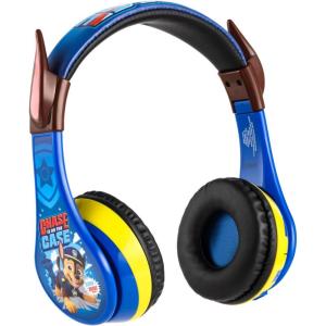 eKids Paw Patrol Kids Bluetooth Headphones, Wireless Headphones with Microphone Includes Aux Cord, Volume Reduced Kids Foldable Earphones for School, Home, or Travel (Skye)(Chase)
