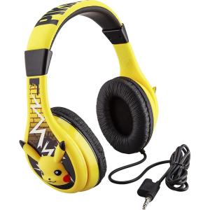 eKids Pokemon Pikachu Wired Kids Headphones, Adjustable, Stereo Sound, 3.5Mm Jack, Tangle-Free, Volume Control, Children’s Headband On Ear for School Home, Travel(Standard Packaging)
