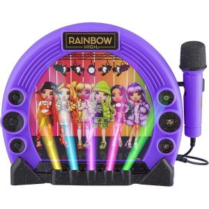 eKids RH-115.EMv22 Rainbow High Sing Along Boombox with Microphone Built in Music Flashing Lights Real Working Mic
