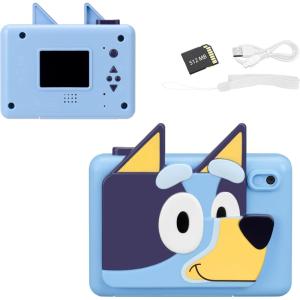 ekids Bluey Kids Camera with SD Card, Digital Camera for Kids with Video Recording, Built-in Digital Stickers for Fans of Bluey Toys