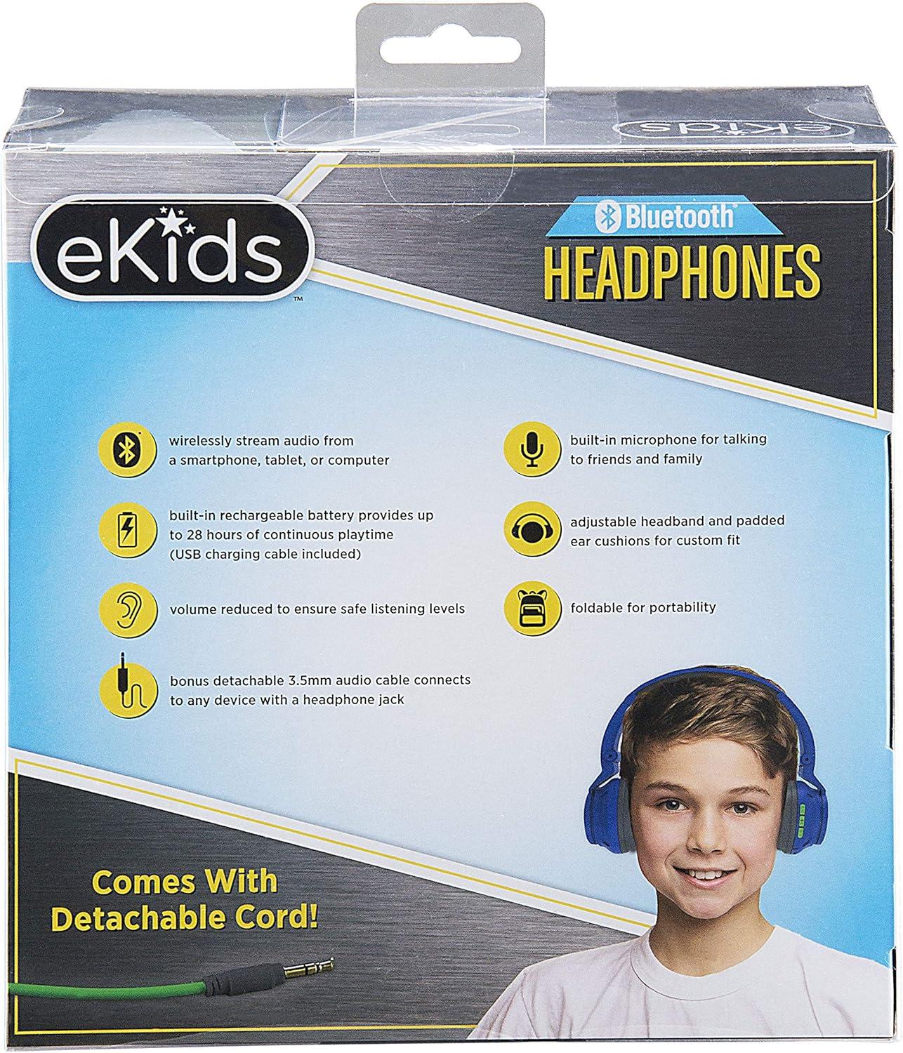 imageeKids Wireless Bluetooth Kids Headphones with Microphone Portable Volume Reduced to Protect Hearing Rechargeable Battery Adjustable Kids Headband for School Home or Travel Blue