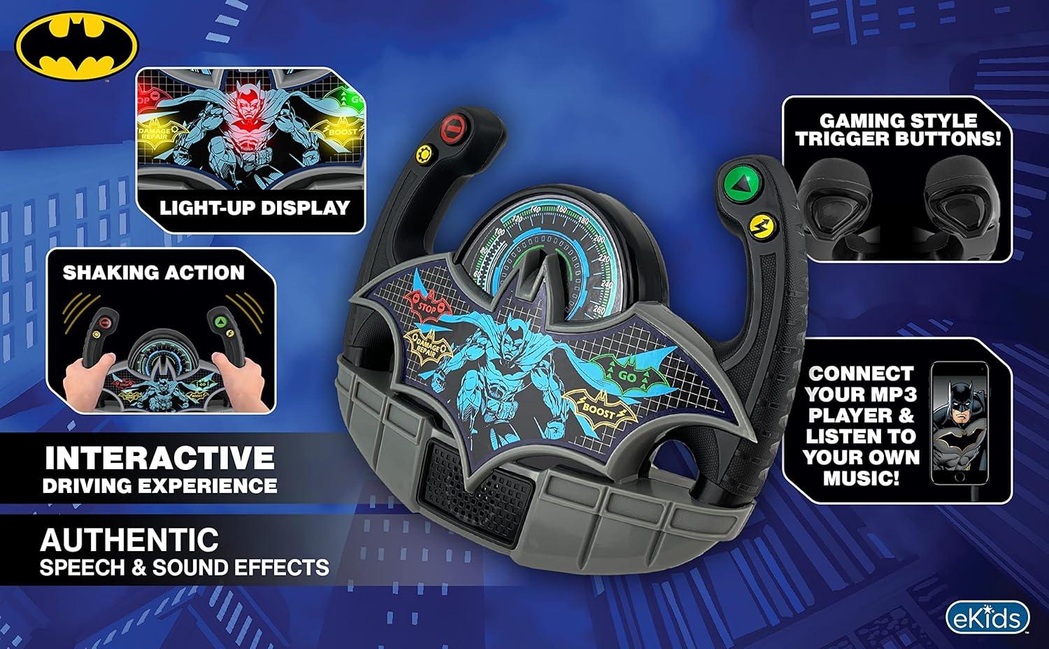 imageeKids Batman Batmobile Toy Steering Wheel for Kids Toddler Toy with Sound Effects for Fans of Batman Toys for Boys