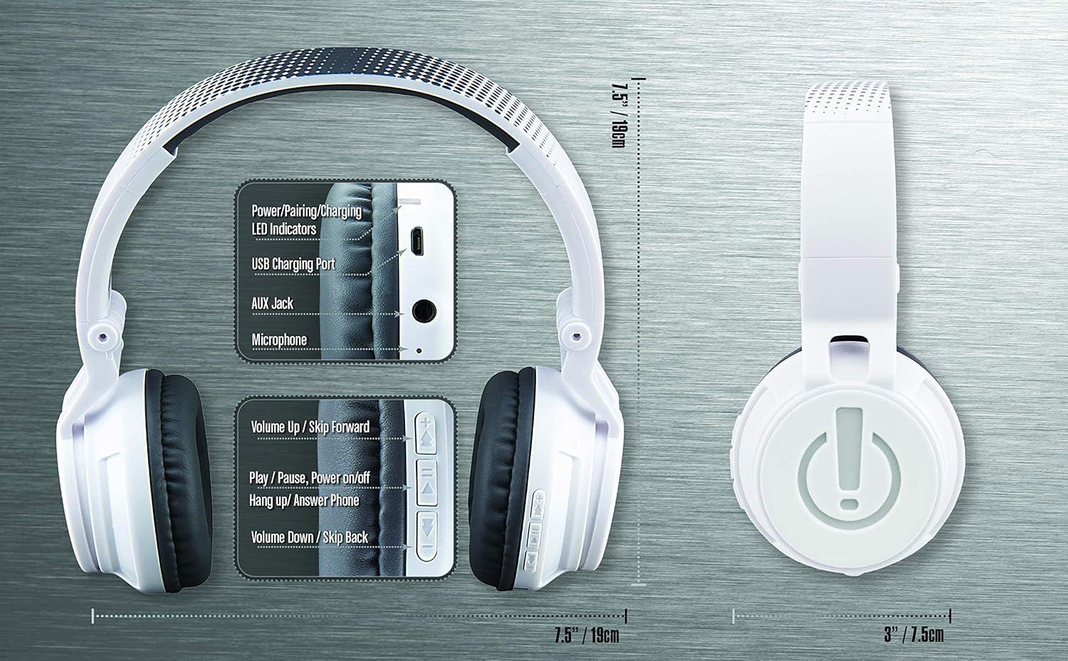 imageeKids Kids Bluetooth Headphones Wireless Headphones with Microphone Includes Aux Cord Volume Reduced Kids Foldable Earphones for School Home or Travel