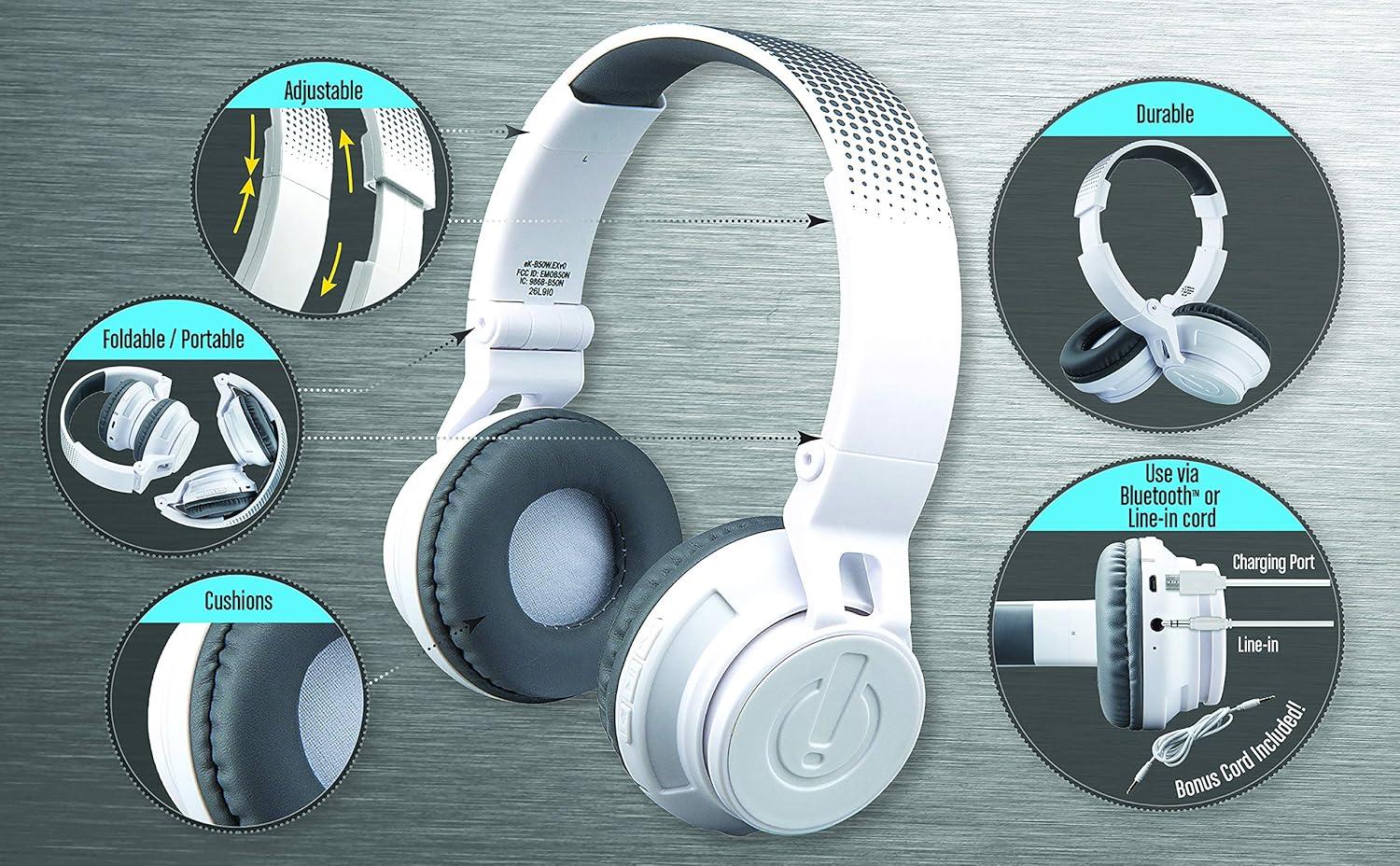 imageeKids Kids Bluetooth Headphones Wireless Headphones with Microphone Includes Aux Cord Volume Reduced Kids Foldable Earphones for School Home or Travel