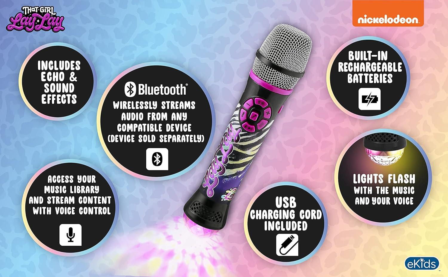 imageekids That Girl Lay Lay Bluetooth Karaoke Microphone for Kids Builtin Music and Flashing Lights Great Gifts for Girls