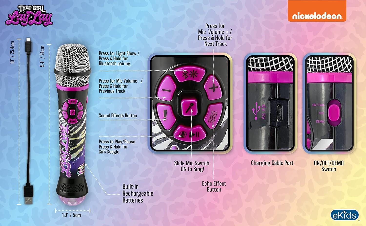 imageekids That Girl Lay Lay Bluetooth Karaoke Microphone for Kids Builtin Music and Flashing Lights Great Gifts for Girls