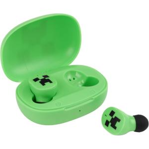 eKids Minecraft Bluetooth Earbuds with Microphone, Wireless Earbuds with Charging Case for Ear Buds, Designed for School, Home, or Travel(Green)