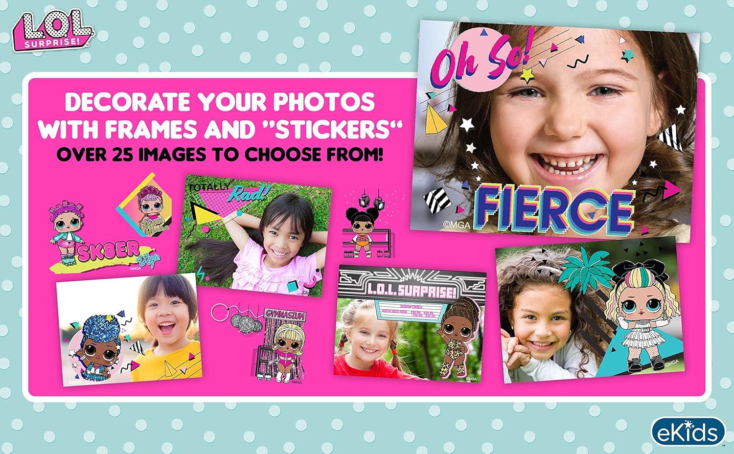 imageekids LOL Surprise Kids Camera with SD Card Digital Camera for Kids with HD Video Camera Builtin Digital Stickers for Fans of LOL Toys for Girls Pink