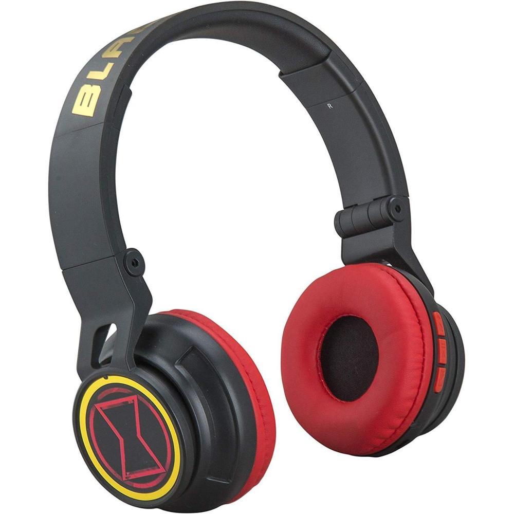 imageBlack Widow Kids Bluetooth Headphones Wireless Headphones with Microphone Includes Aux Cord Volume Reduced Kids Foldable Headphones for School Home or Travel