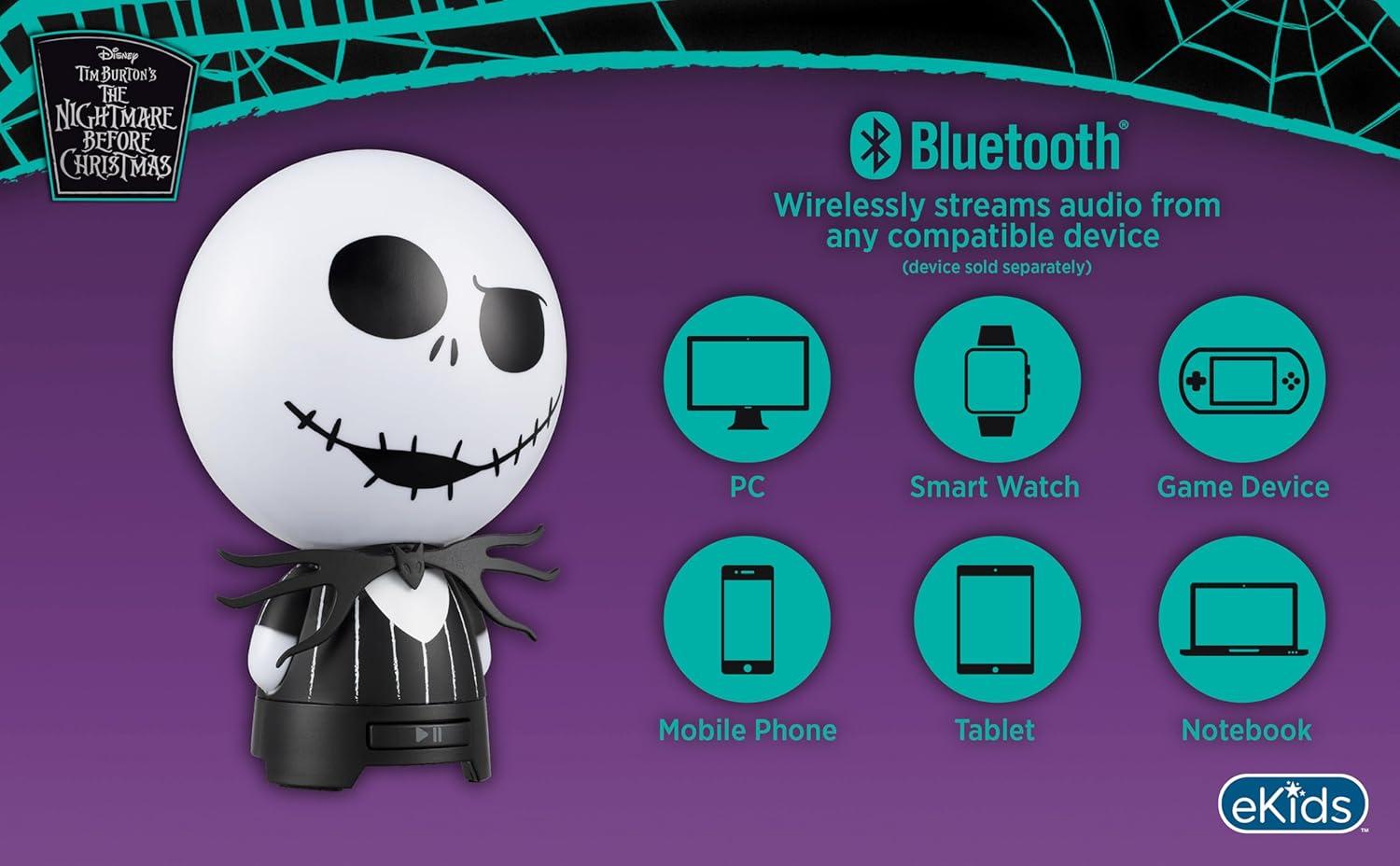 image:imageeKids Bluetooth Speaker with Rechargeable Battery Portable Wireless Speaker StitchJack Skellington