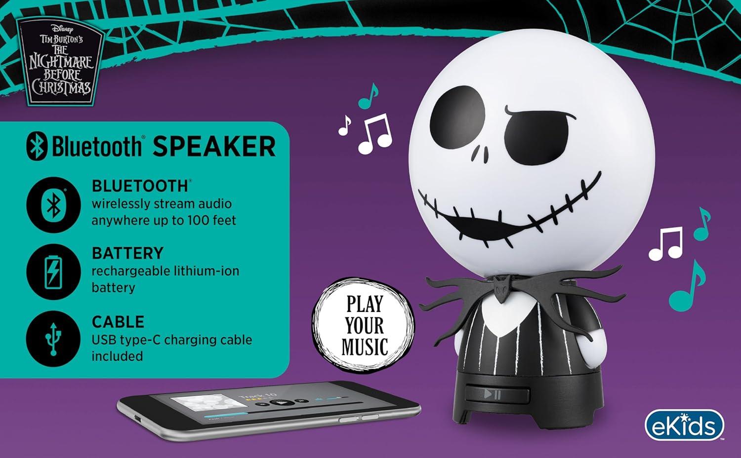 image:imageeKids Bluetooth Speaker with Rechargeable Battery Portable Wireless Speaker StitchJack Skellington