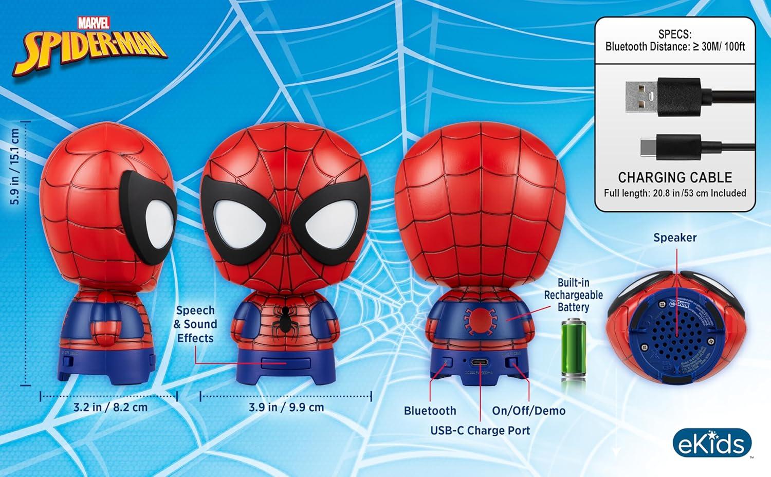 image:imageeKids Bluetooth Speaker with Rechargeable Battery Portable Wireless Speaker StitchSpiderman