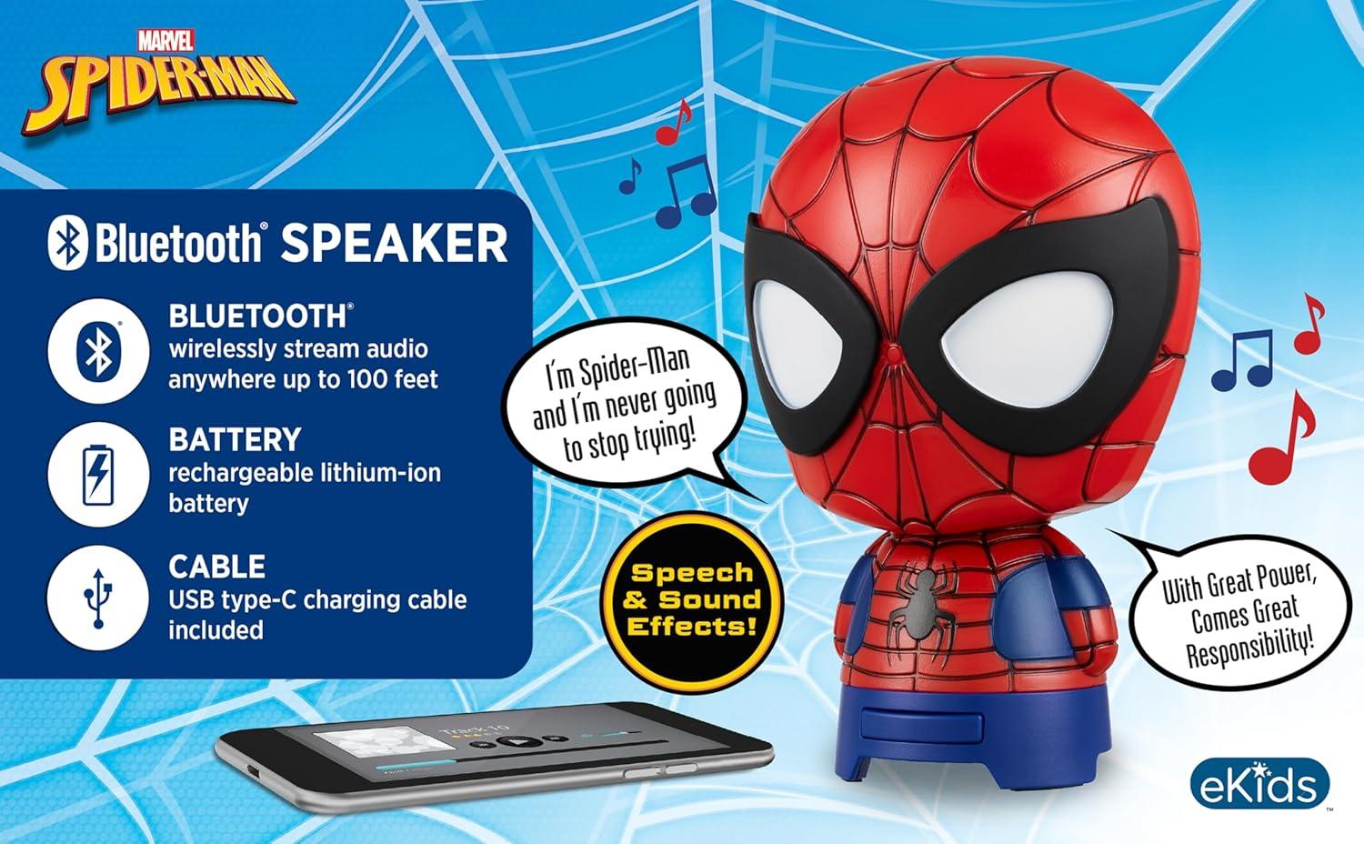 image:imageeKids Bluetooth Speaker with Rechargeable Battery Portable Wireless Speaker StitchSpiderman
