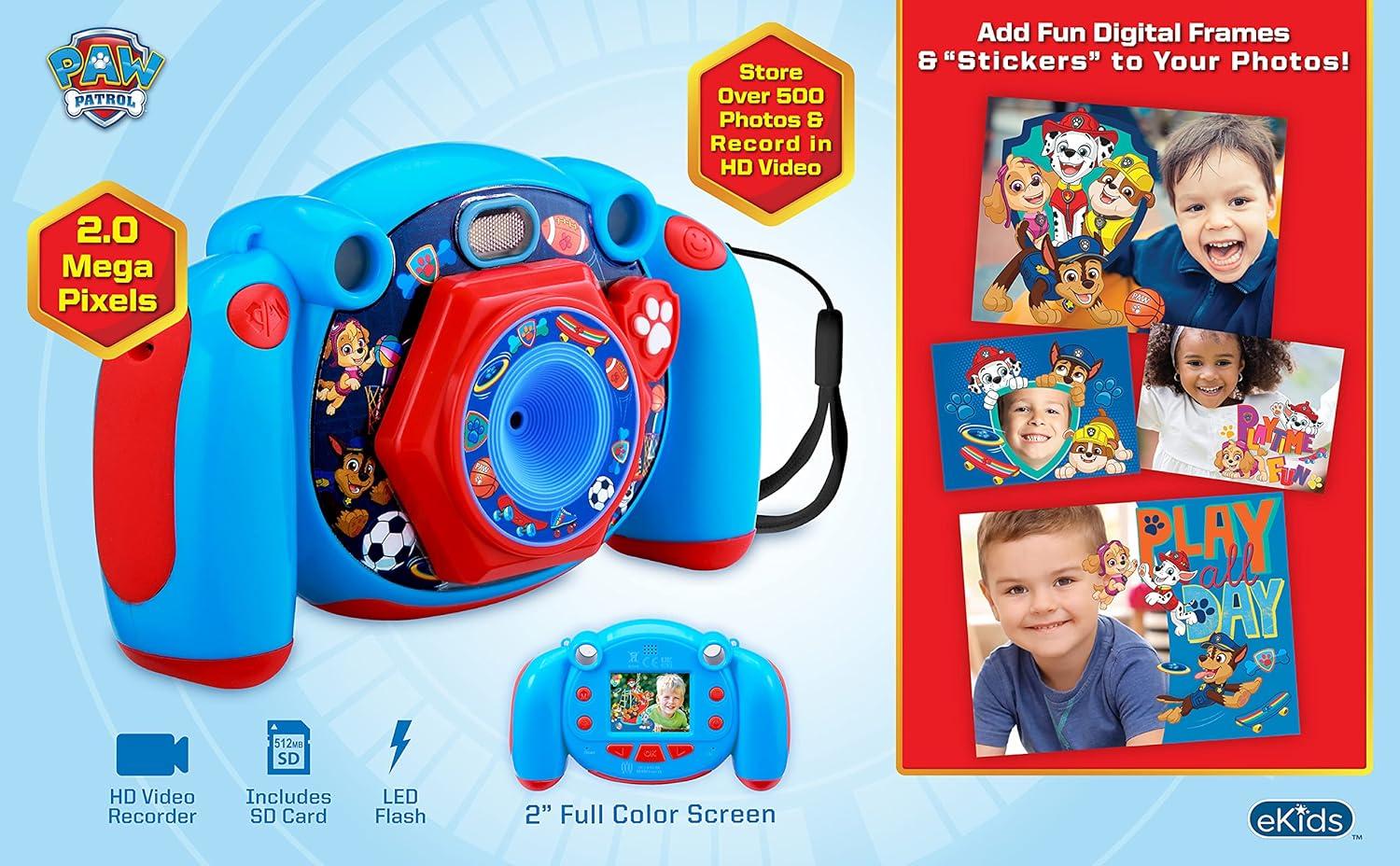 image:imageekids Paw Patrol Kids Camera with SD Card Digital Camera for Kids with HD Video Camera Builtin Digital Stickers for Fans of Paw Patrol Toys for Boys