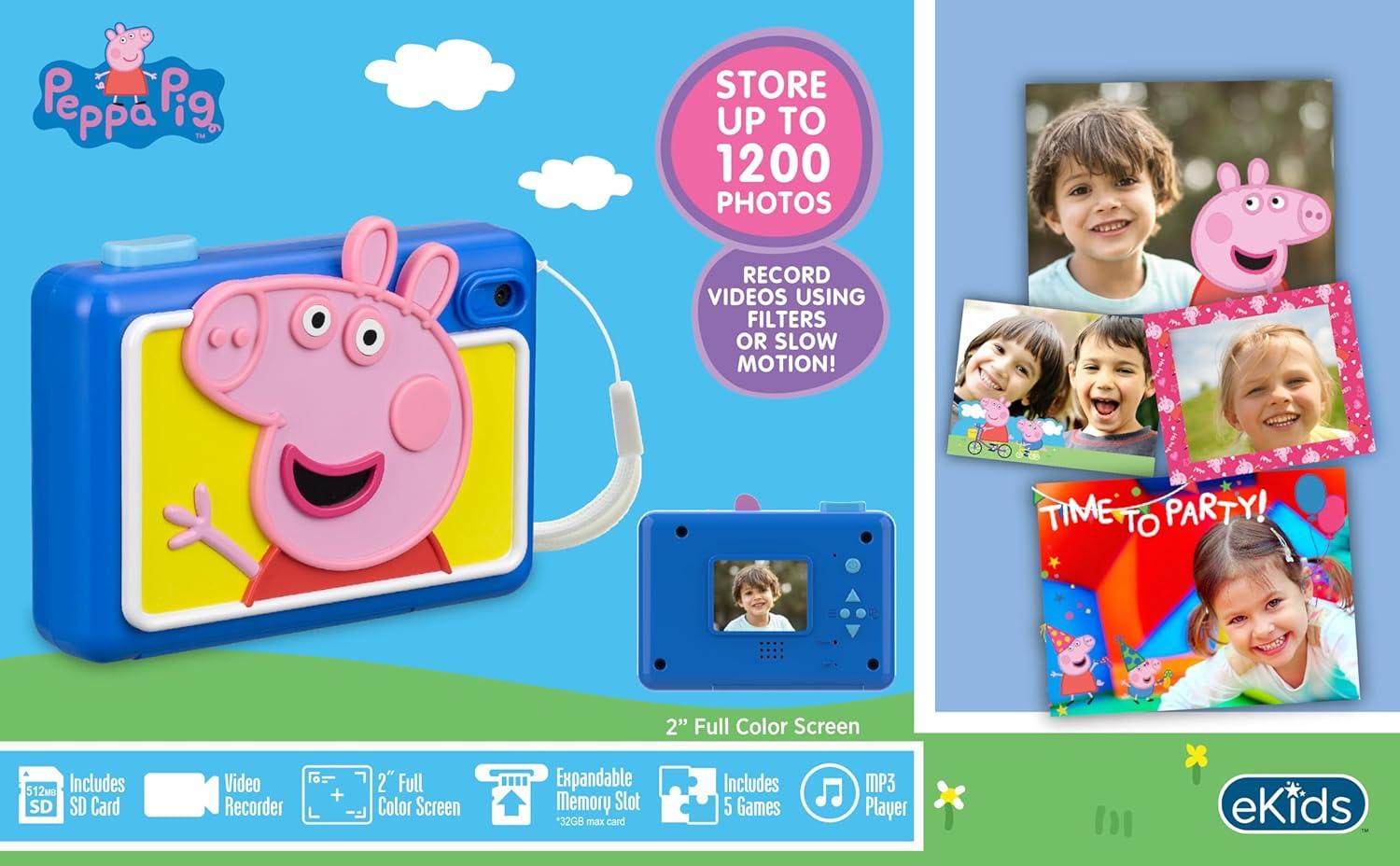 image:imageekids Peppa Pig Kids Camera with SD Card Digital Camera for Kids with Video Recording and Builtin Digital Stickers Peppa Pig Toys Make Great Stocking Stuffers for Kids