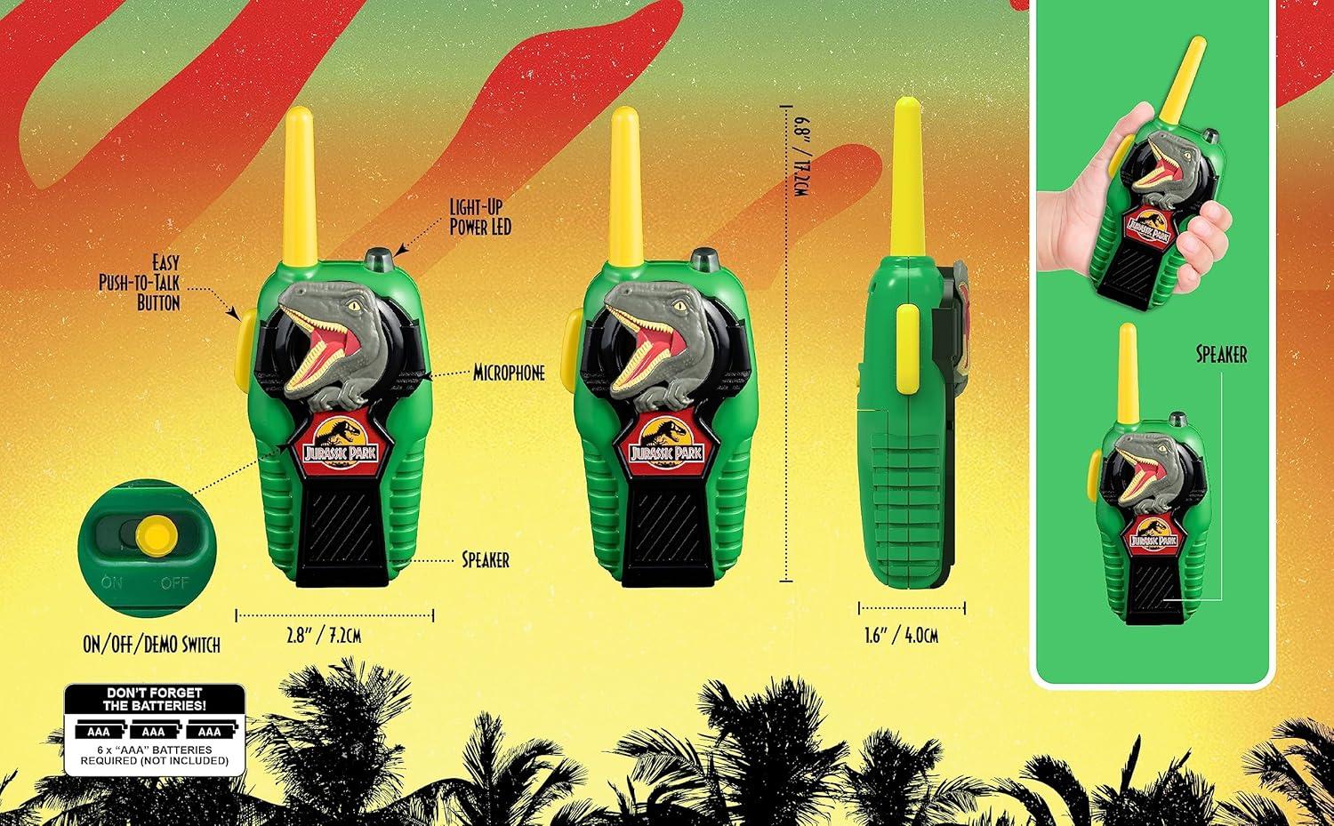 image:imageekids Jurassic Park Toy Walkie Talkies for Kids Static Free Extended Range Indoor and Outdoor Toys for Kids and Fans of Jurassic Park Toys