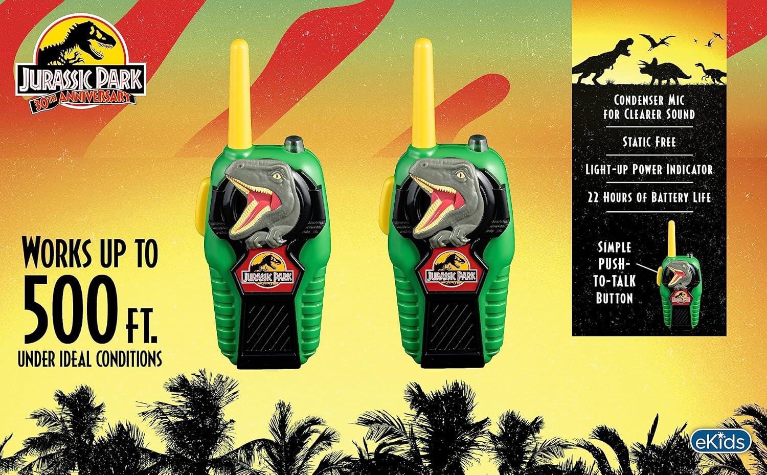 image:imageekids Jurassic Park Toy Walkie Talkies for Kids Static Free Extended Range Indoor and Outdoor Toys for Kids and Fans of Jurassic Park Toys